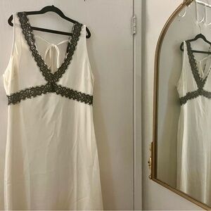 Vici White Dress with Black Lace Trim